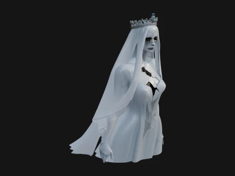 Veiled Ghost Bride Statue Design 1 - 3D Print Model 3D Print Model
