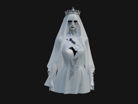 Veiled Ghost Bride Statue Design 1 - 3D Print Model 3D Print Model