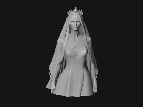 Veiled Ghost Bride Statue Design 1 - 3D Print Model 3D Print Model