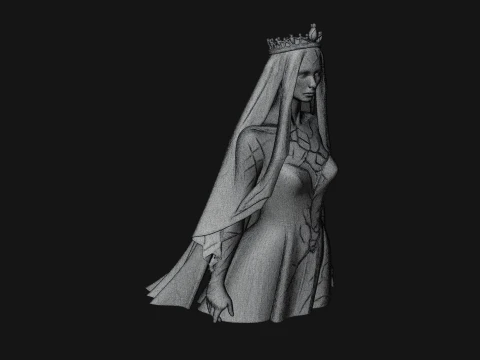 Veiled Ghost Bride Statue Design 1 - 3D Print Model 3D Print Model