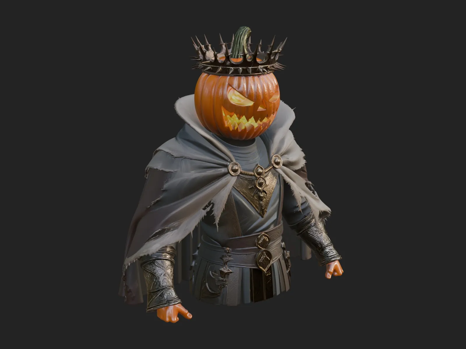 Enthroned Pumpkin Lord Statue Design 4 - 3D Print Model 3D Print Model .c4d .max .obj .3ds .fbx .stl .blend 