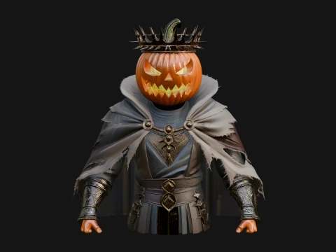 Enthroned Pumpkin Lord Statue Design 4 - 3D Print Model 3D Print Model
