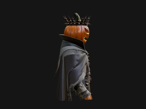 Enthroned Pumpkin Lord Statue Design 4 - 3D Print Model 3D Print Model