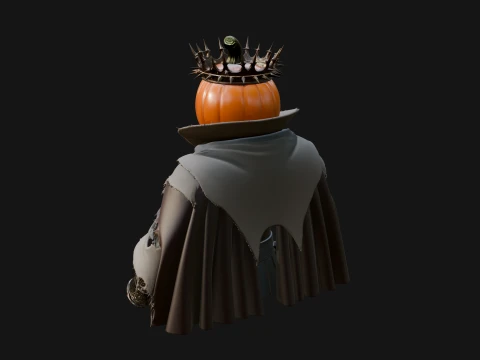 Enthroned Pumpkin Lord Statue Design 4 - 3D Print Model 3D Print Model