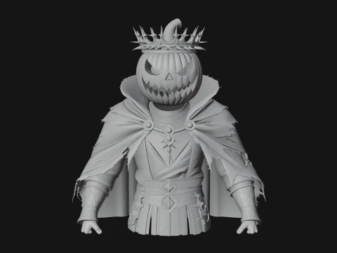 Enthroned Pumpkin Lord Statue Design 4 - 3D Print Model 3D Print Model