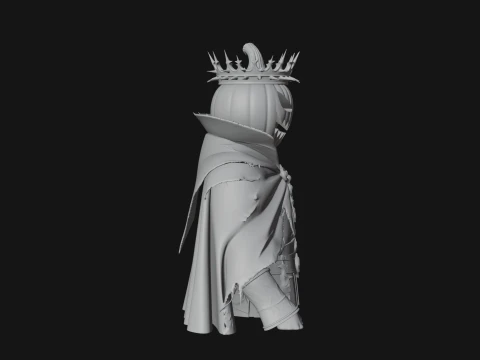 Enthroned Pumpkin Lord Statue Design 4 - 3D Print Model 3D Print Model
