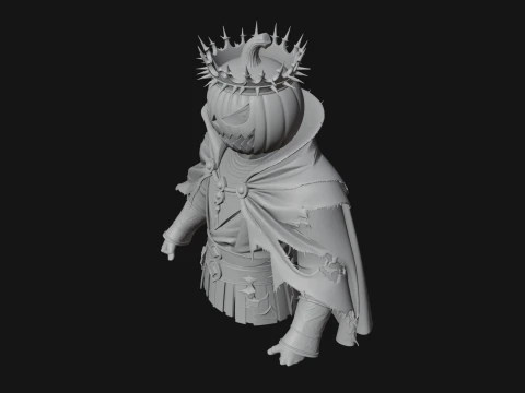 Enthroned Pumpkin Lord Statue Design 4 - 3D Print Model 3D Print Model