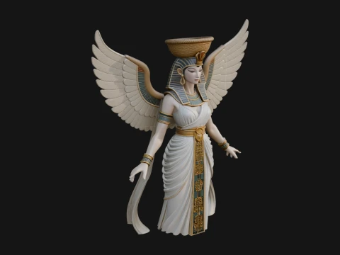 Winged Egyptian Goddess Statue Design 4 - 3D Print Model 3D Baskı Modeli