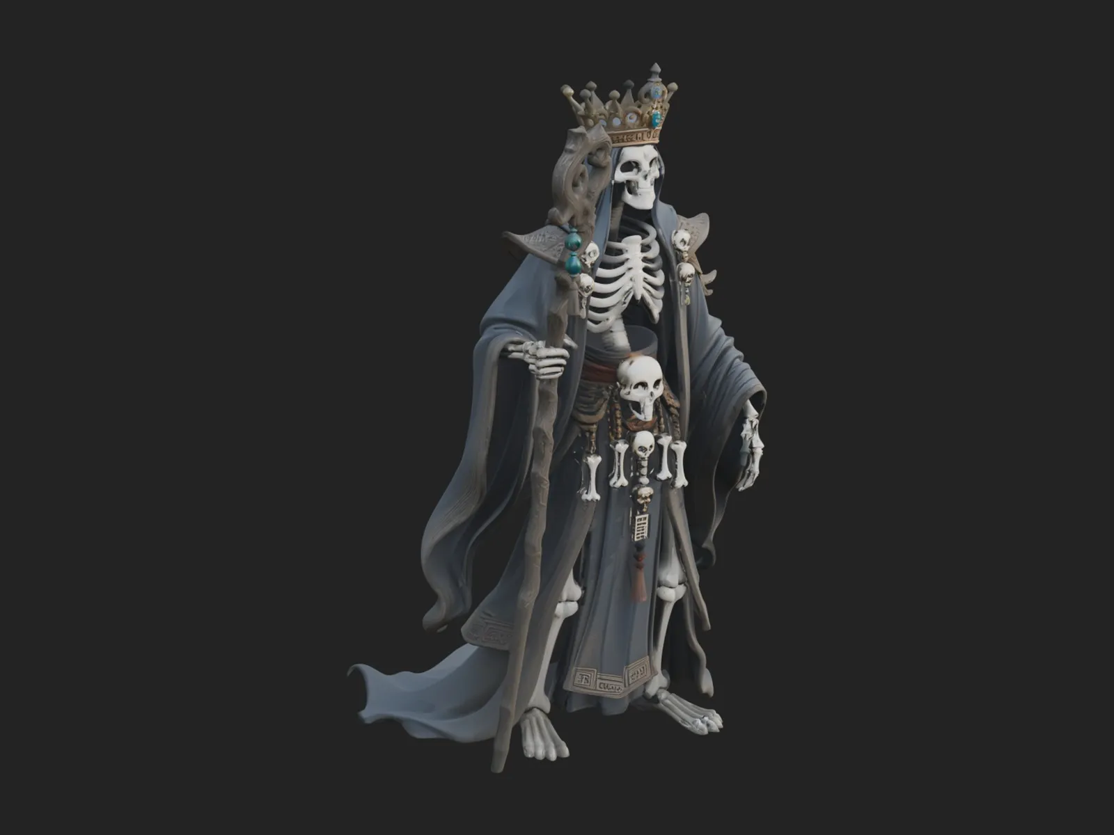 Crowned Skeleton Queen Statue Design 9 - 3D Print Model 3D Print Model .c4d .max .obj .3ds .fbx .stl .blend