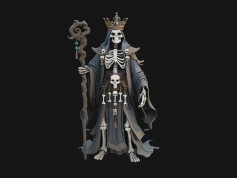 Crowned Skeleton Queen Statue Design 9 - 3D Print Model 3D Print Model