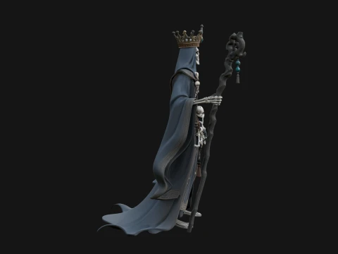 Crowned Skeleton Queen Statue Design 9 - 3D Print Model 3D Print Model