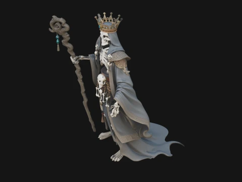 Crowned Skeleton Queen Statue Design 9 - 3D Print Model 3D Print Model