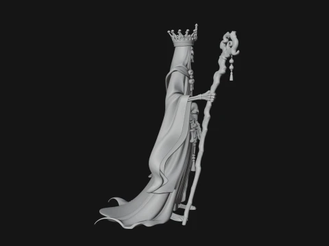 Crowned Skeleton Queen Statue Design 9 - 3D Print Model 3D Print Model