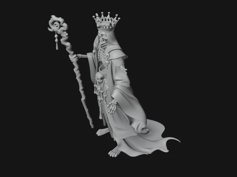Crowned Skeleton Queen Statue Design 9 - 3D Print Model 3D Print Model