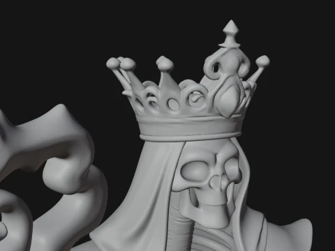 Crowned Skeleton Queen Statue Design 9 - 3D Print Model 3D Print Model