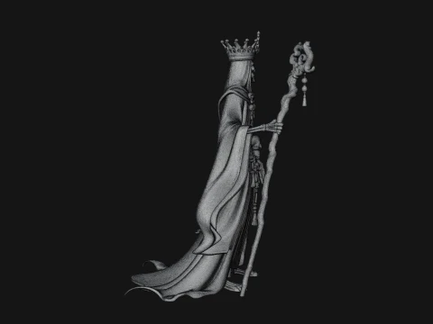 Crowned Skeleton Queen Statue Design 9 - 3D Print Model 3D Print Model