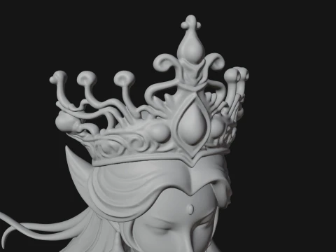 Crowned Mermaid Statue Design 1 - 3D Print Model 3D Print Model