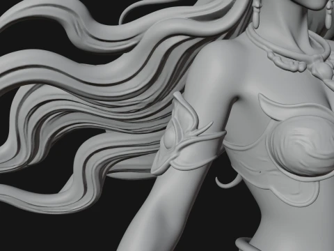Crowned Mermaid Statue Design 1 - 3D Print Model 3D Print Model