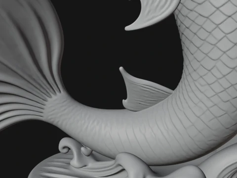 Crowned Mermaid Statue Design 1 - 3D Print Model 3D Print Model