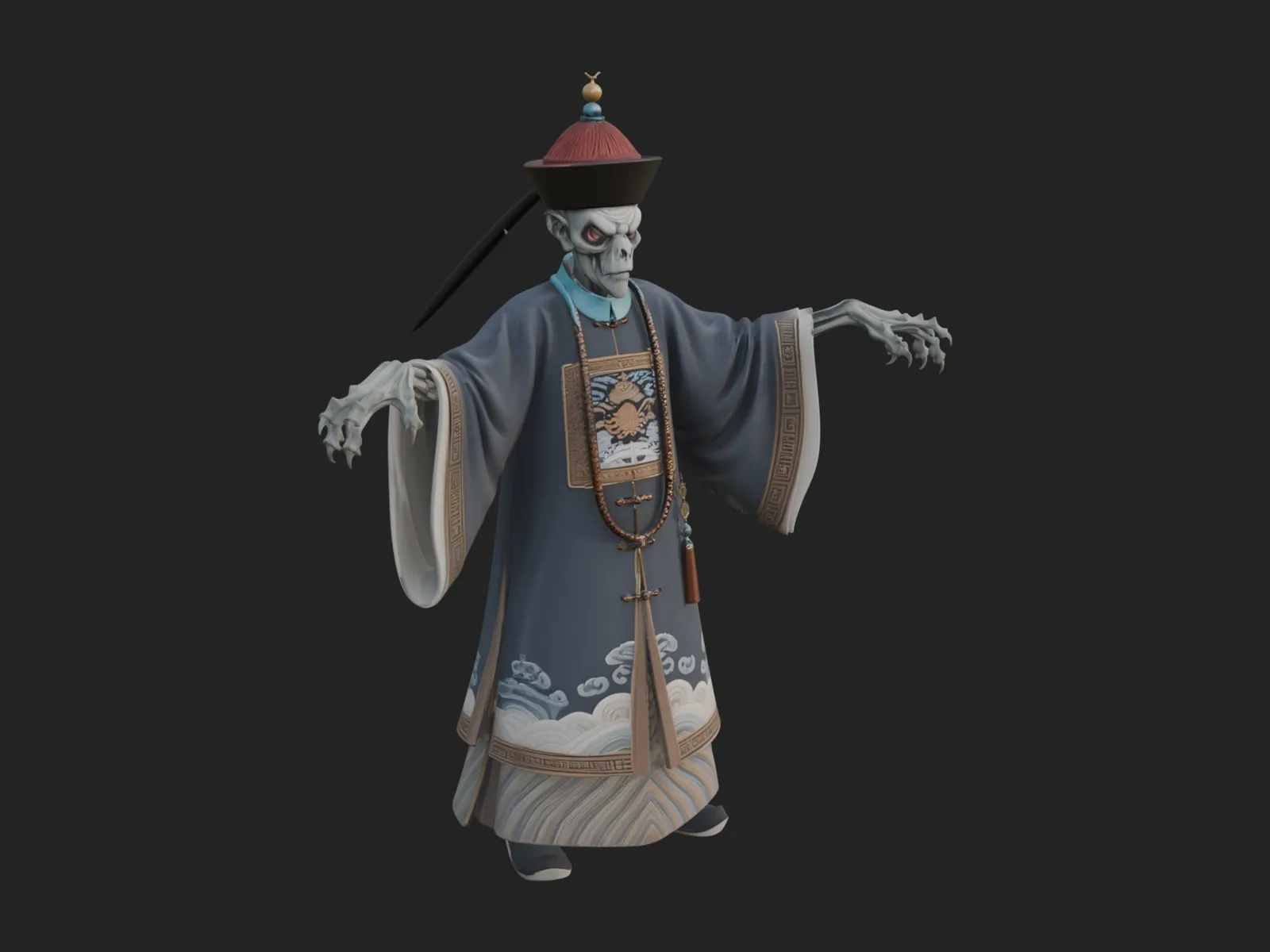 Robed Oriental Revenant Statue Design 2 - 3D Print Model 3D Print Model .c4d .max .obj .3ds .fbx .stl .blend 