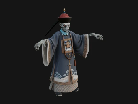 Robed Oriental Revenant Statue Design 2 - 3D Print Model Modèles 3D en vedette
