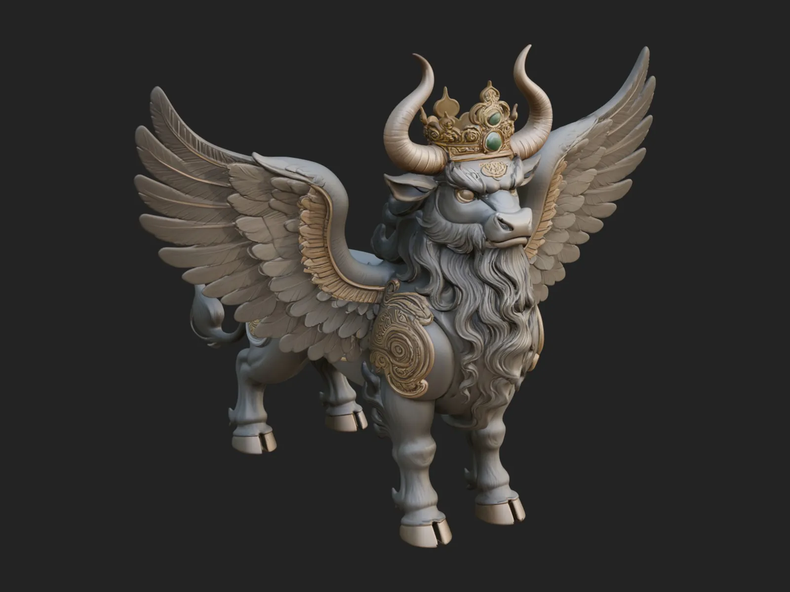 Qilin Deer Beast Statue Design 6 - 3D Print Model 3D Print Model .c4d .max .obj .3ds .fbx .stl .blend 