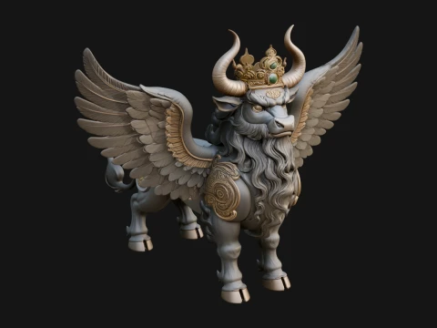Qilin Deer Beast Statue Design 6 - 3D Print Model Modello di stampa 3D