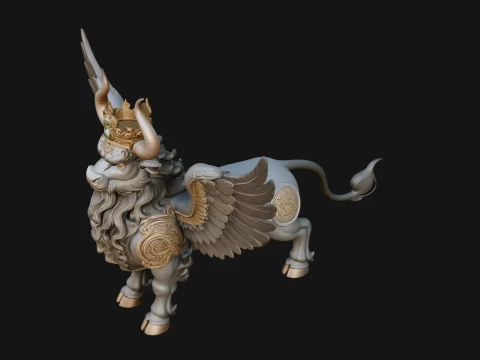 Qilin Deer Beast Statue Design 6 - 3D Print Model 3D Print Model