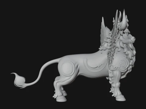 Qilin Deer Beast Statue Design 6 - 3D Print Model 3D Print Model