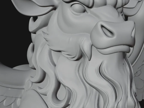 Qilin Deer Beast Statue Design 6 - 3D Print Model 3D Print Model