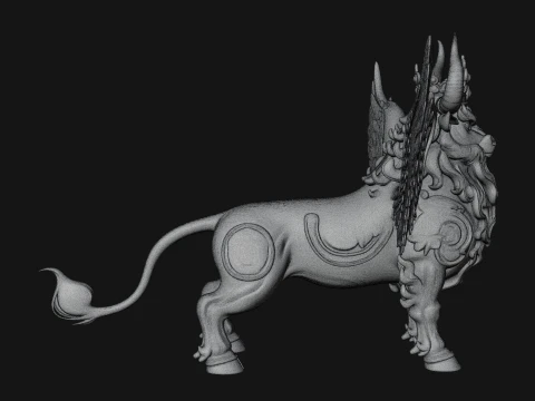 Qilin Deer Beast Statue Design 6 - 3D Print Model 3D Print Model