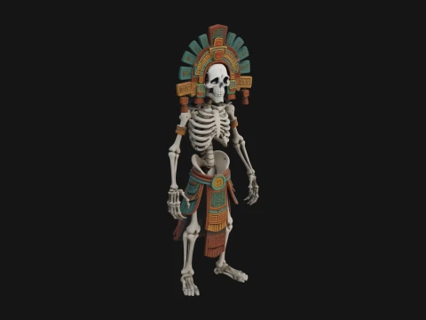 Aztec Skeleton Figure Statue Design 2 - 3D Print Model 3D Print Model