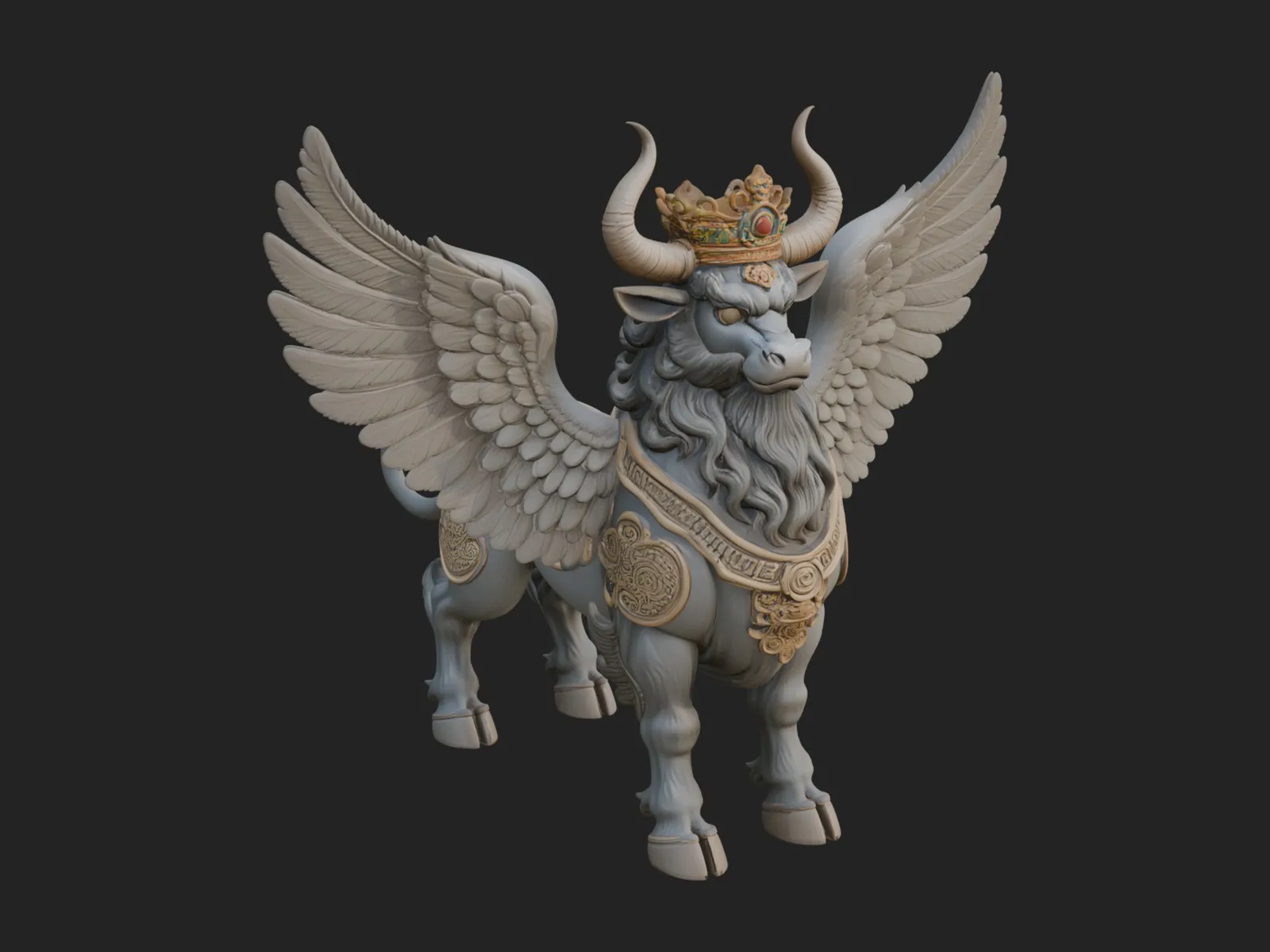 Qilin Deer Beast Statue Design 7 - 3D Print Model 3D Print Model .c4d .max .obj .3ds .fbx .stl .blend 