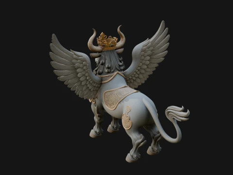 Qilin Deer Beast Statue Design 7 - 3D Print Model 3D Print Model