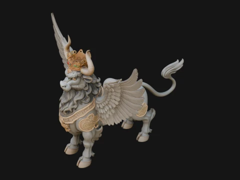 Qilin Deer Beast Statue Design 7 - 3D Print Model 3D Print Model