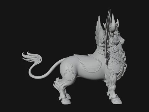 Qilin Deer Beast Statue Design 7 - 3D Print Model 3D Print Model