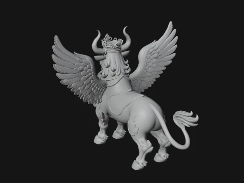 Qilin Deer Beast Statue Design 7 - 3D Print Model 3D Print Model