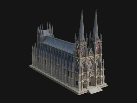 Gothic Cathedral Tower Model Design 6 - 3D Print Model 3D Print Model