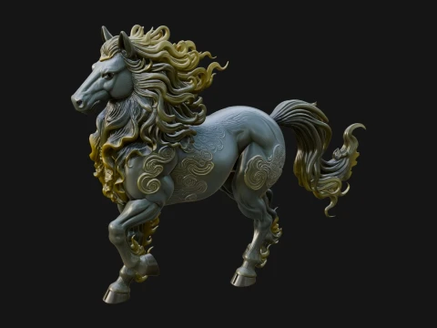 Wild Horse Statue Design 16 - 3D Print Model 3D Print Model