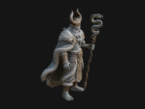 Horned Demon Mage Statue Design 7 - 3D Print Model 3D Print Model