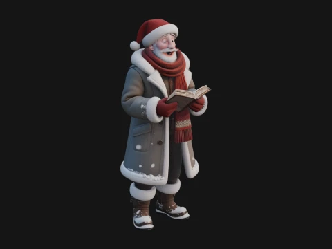 Winter Santa with Book Statue Design 2 - 3D Print Model 3D Принт Модель