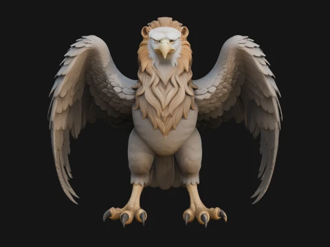 Griffin Winged Beast Statue Design 8 - 3D Print Model 3D Print Model