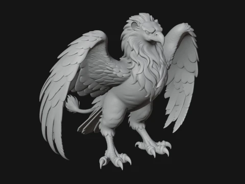 Griffin Winged Beast Statue Design 8 - 3D Print Model 3D Print Model