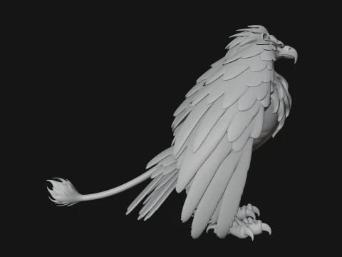 Griffin Winged Beast Statue Design 8 - 3D Print Model 3D Print Model