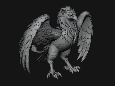 Griffin Winged Beast Statue Design 8 - 3D Print Model 3D Print Model