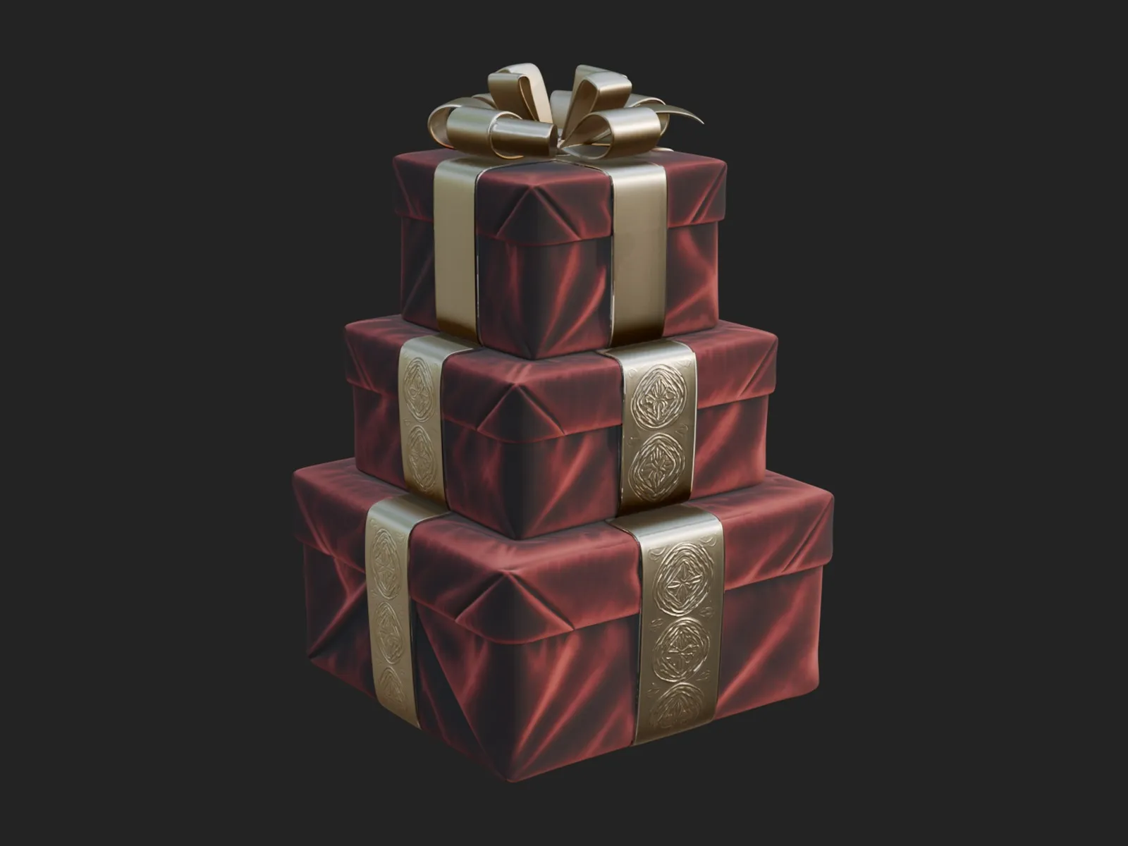 Stacked Gift Boxes Ornament Design 2 - 3D Print Model 3D Print Model .c4d .max .obj .3ds .fbx .stl .blend 