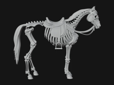 Skeleton Horse Statue Design 3 - 3D Print Model 3D Print Model