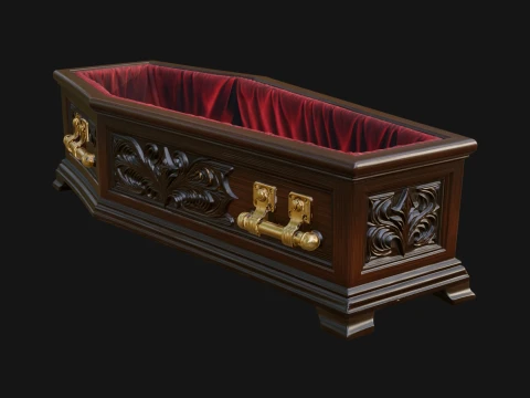Open Wooden Coffin Model Design 3 - 3D Print Model 3D Принт Модель