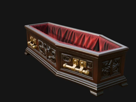 Open Wooden Coffin Model Design 3 - 3D Print Model 3D Print Model