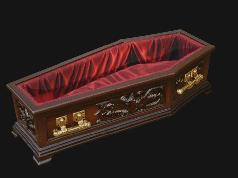Open Wooden Coffin Model Design 3 - 3D Print Model 3D Print Model